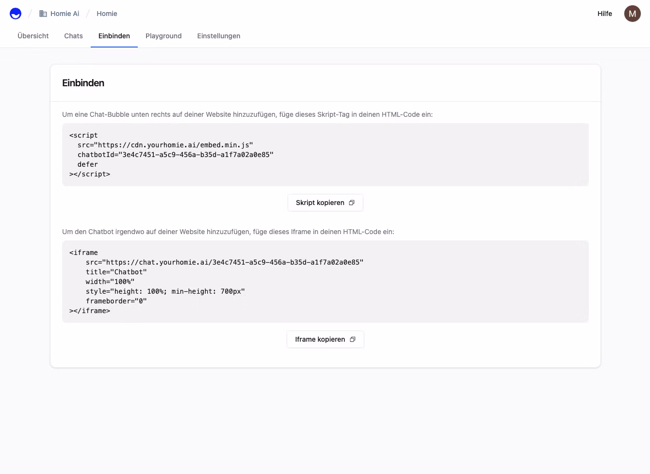 Zwei Eingabefelder in einer Web-Oberfläche