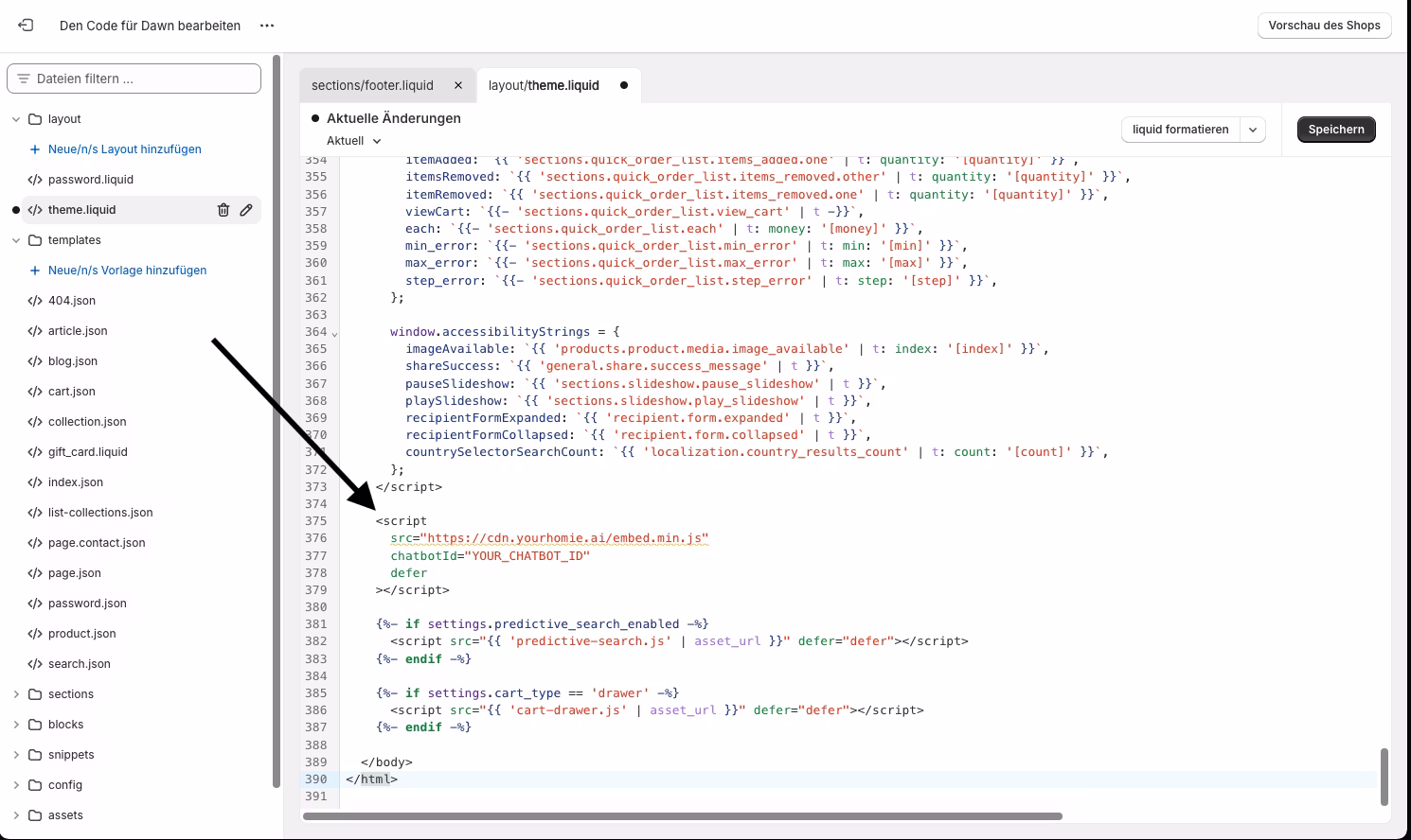 Ein Fenster mit Programmcode