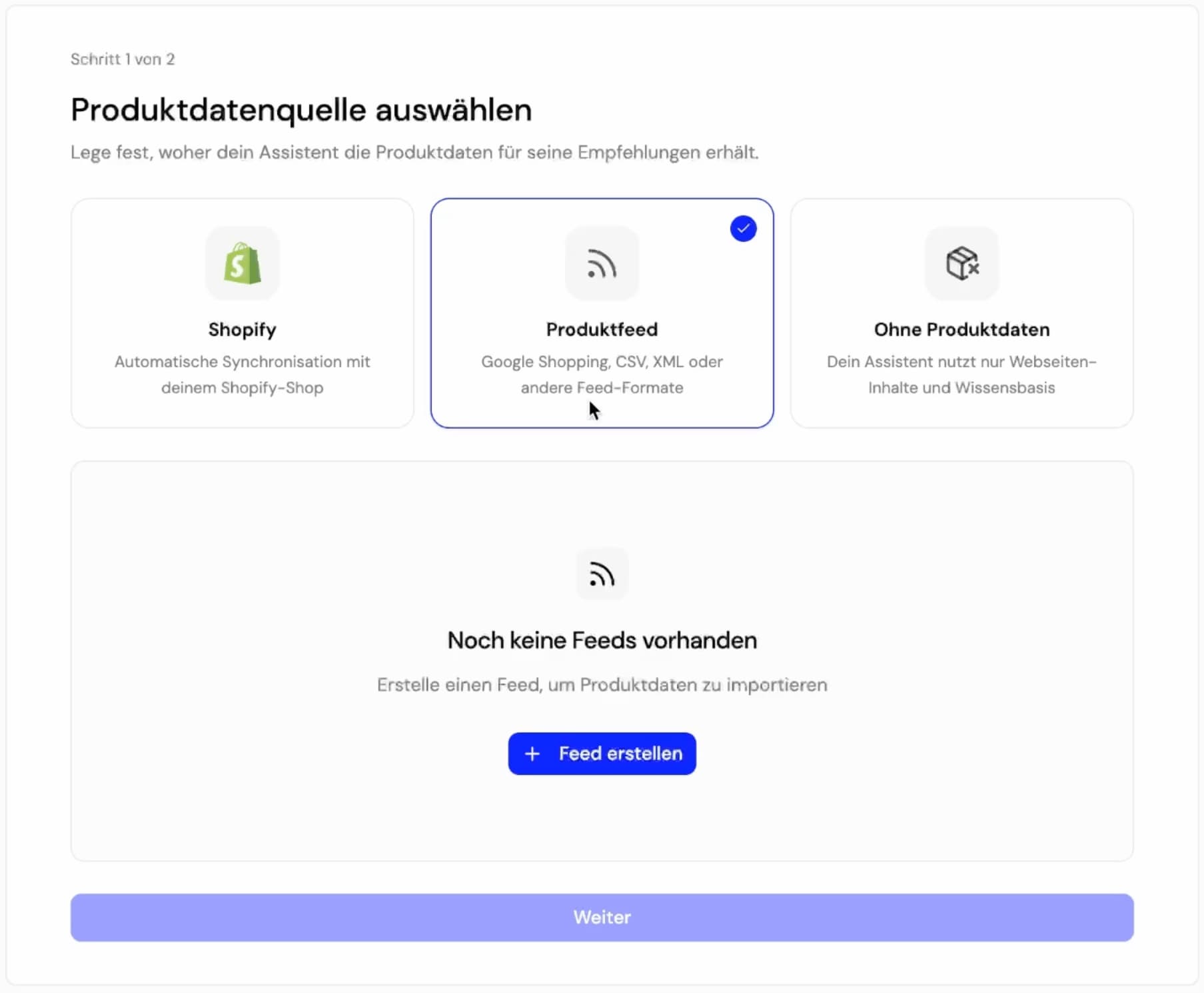 Eine Oberfläche mit Auswahl-Fenstern