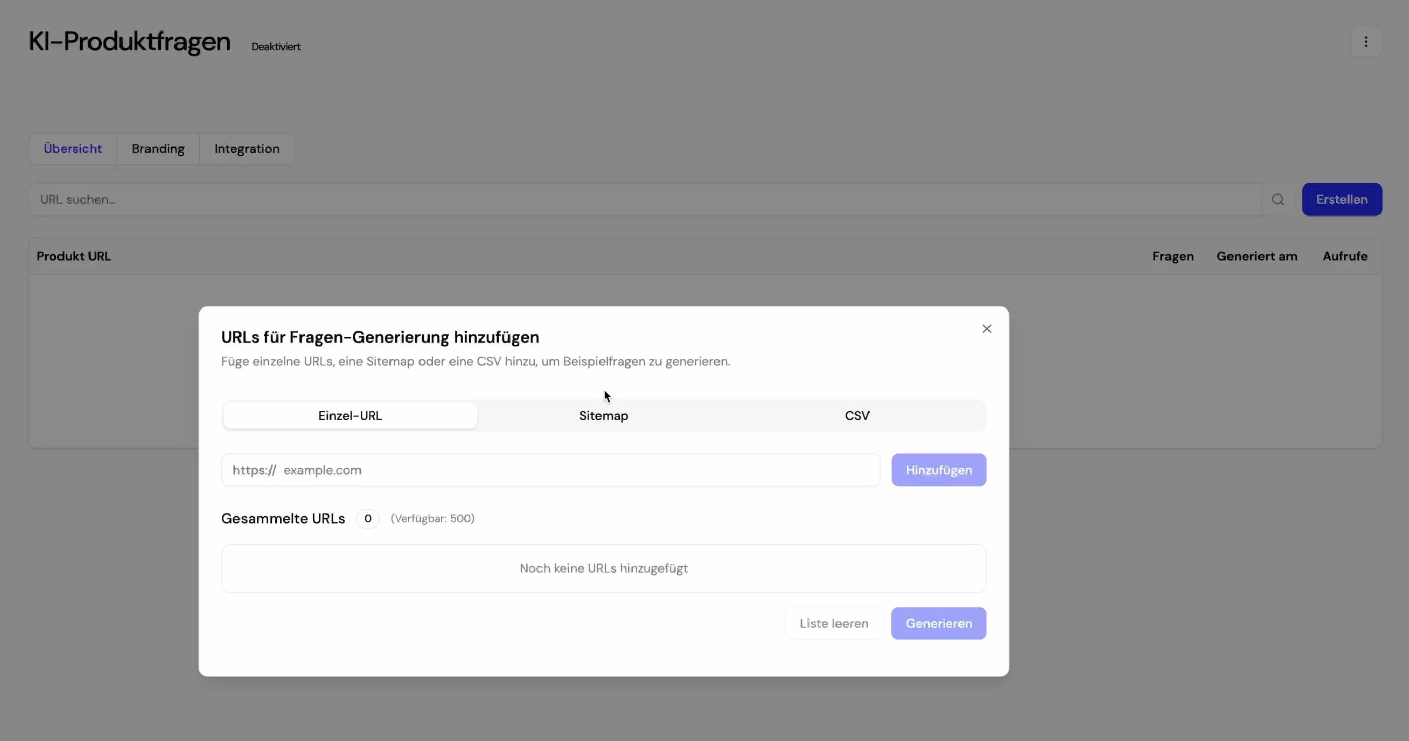 Die Oberfläche der Software homie AI
