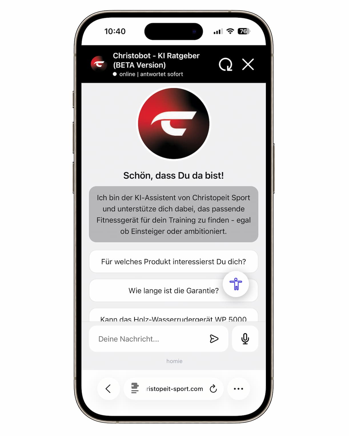 A smartphone with a chat window